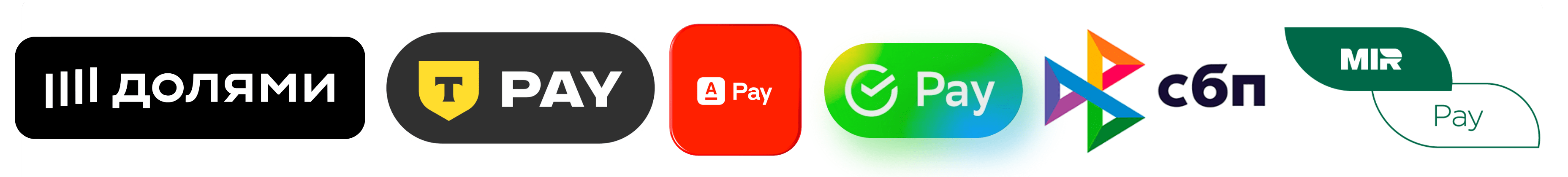 Методы оплаты — Долями, T-Pay, A-Pay, SberPay, СБП